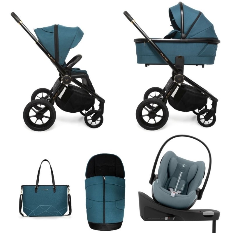 Carucior copii 4 in 1 Quick SE2 Paradise Gold cu Cybex Cloud G Plus i-size recline testata ADAC si baza isofix rotativa