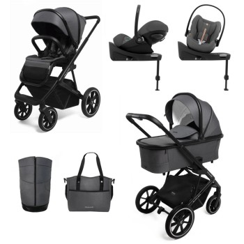 Carucior copii 4 in 1 Muuvo Slick 2.0 Iron Graphite cu Cybex Cloud G Plus i-size recline testata ADAC si baza isofix rotativa