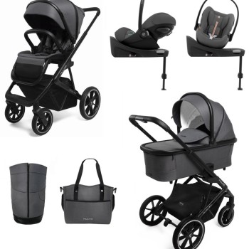 Carucior copii 4 in 1 Muuvo Slick 2.0 Iron Graphite cu Cybex Cloud G Plus i-size recline testata ADAC si baza isofix rotativa