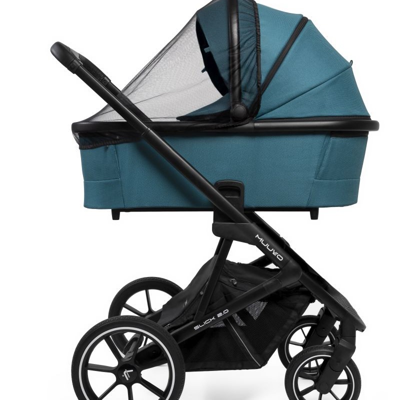 Carucior copii 3 in 1 Muuvo Slick 2.0 Tropical Green cu Cybex Cloud G Plus i-size recline testata ADAC