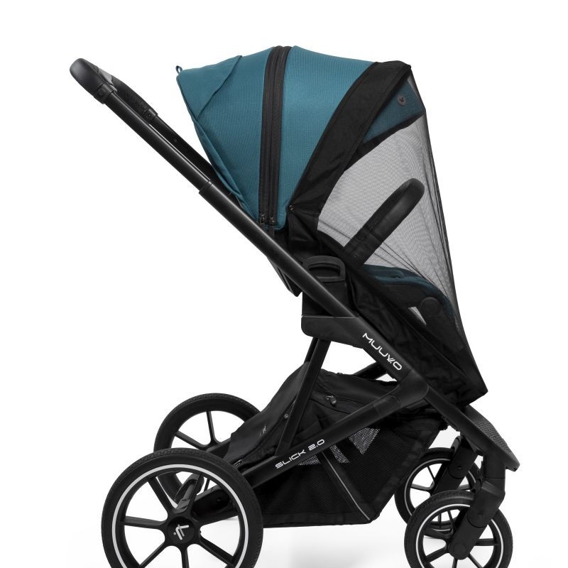 Carucior copii 3 in 1 Muuvo Slick 2.0 Tropical Green cu Cybex Cloud G Plus i-size recline testata ADAC