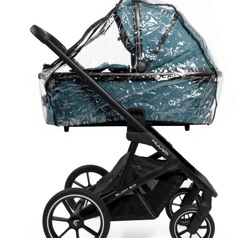 Carucior copii 3 in 1 Muuvo Slick 2.0 Tropical Green cu Cybex Cloud G Plus i-size recline testata ADAC