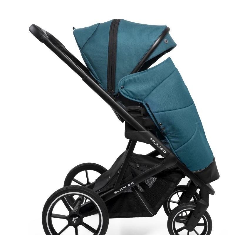 Carucior copii 3 in 1 Muuvo Slick 2.0 Tropical Green cu Cybex Cloud G Plus i-size recline testata ADAC