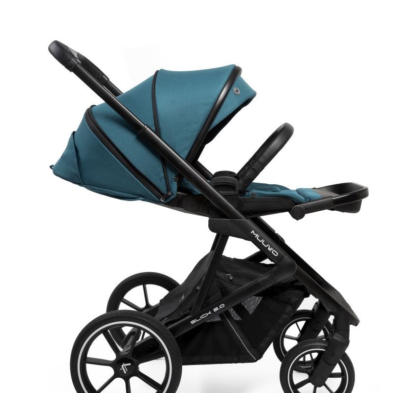 Carucior copii 3 in 1 Muuvo Slick 2.0 Tropical Green cu Cybex Cloud G Plus i-size recline testata ADAC