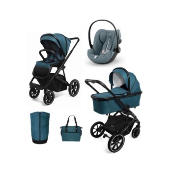 Carucior copii 3 in 1 Muuvo Slick 2.0 Tropical Green cu Cybex Cloud G Plus i-size recline testata ADAC