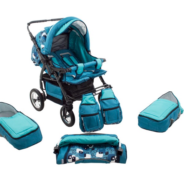 Carucior Pentru Gemeni MyKids Duet Turquoise