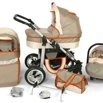 Carucior Copii 3 In 1 Kunert Silver Capuccino