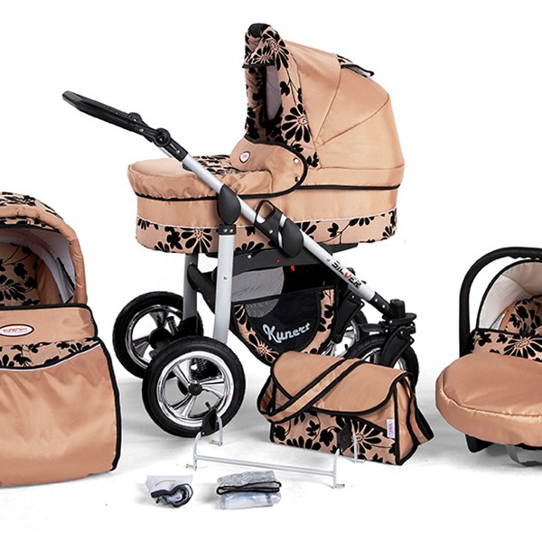 Carucior Copii 3 In 1 Kunert Silver Crem