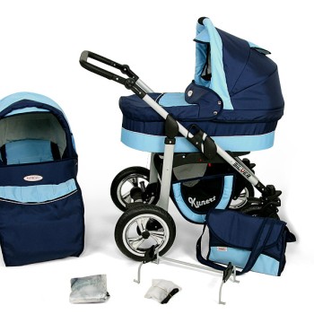 Carucior Copii 2 In 1 Kunert Silver Albastru