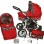 Carucior Copii 2 In 1 Kunert Silver Rosu Cerculete