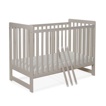 Patut din lemn Beige cu 2 laterale interschimbabile si saltea COCOS LoliBebe