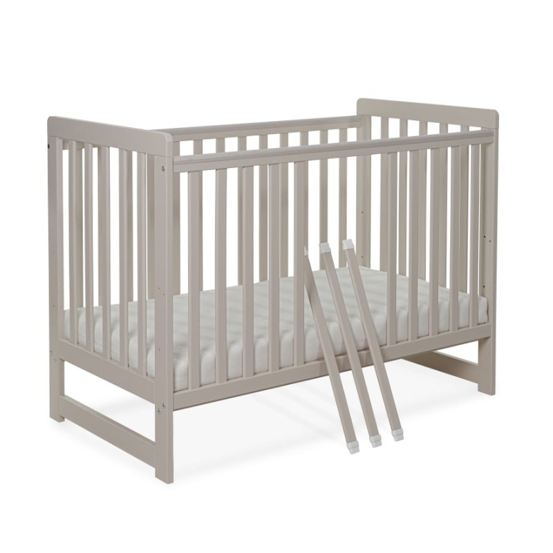 Patut din lemn Beige cu 2 laterale interschimbabile si saltea COCOS LoliBebe