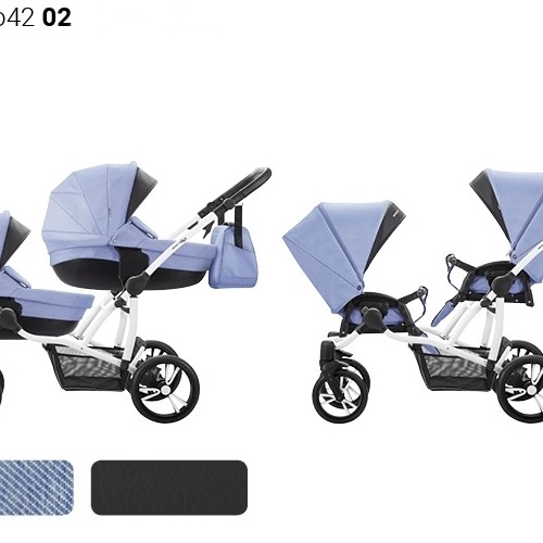 Carucior 3 in 1 pentru gemeni Bebetto 42 For Two