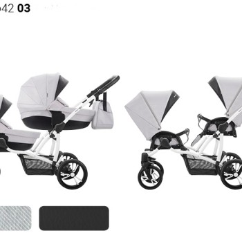 Carucior 3 in 1 pentru gemeni Bebetto 42 For Two