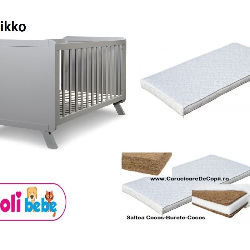 Set Patut pentru copii Nikko + saltea cocos 10cm