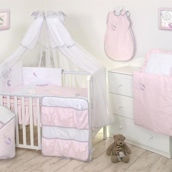 JOLIE-66853 PROTECTIE PENTRU PATUT 180X35CM ALB-ROZ,VISELE   