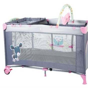 Babygo-Bgo-4403-Patut Pliant Cu 2 Nivele Sleepwell Pink