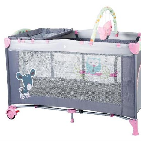 Babygo-Bgo-4403-Patut Pliant Cu 2 Nivele Sleepwell Pink