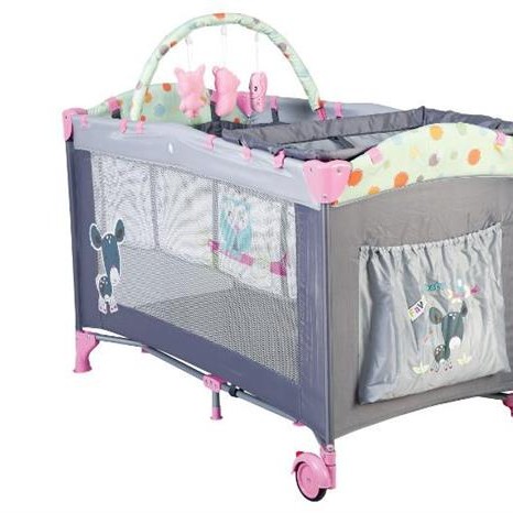Babygo-Bgo-4403-Patut Pliant Cu 2 Nivele Sleepwell Pink