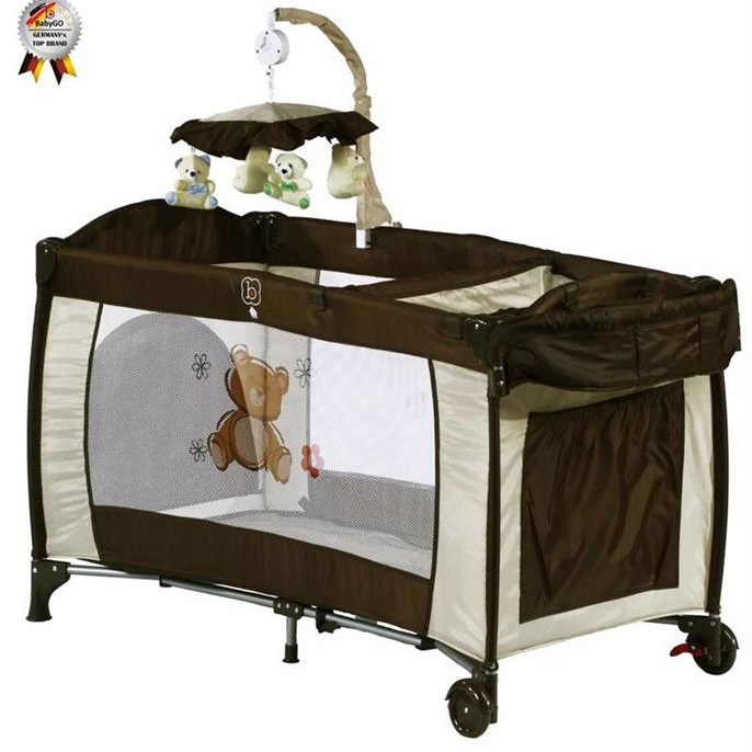 Babygo-Patut Pliant Cu 2 Nivele Si Mini-Carusel Sleeper Deluxe Maro