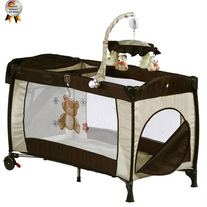 Babygo-Patut Pliant Cu 2 Nivele Si Mini-Carusel Sleeper Deluxe Maro