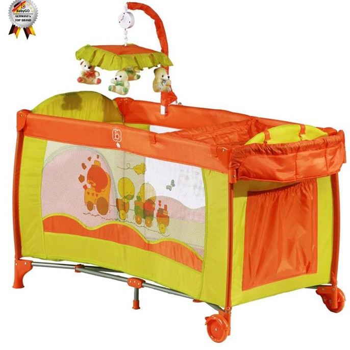 Babygo-Patut Pliant Cu 2 Nivele Si Mini-Carusel Sleeper Deluxe Orange