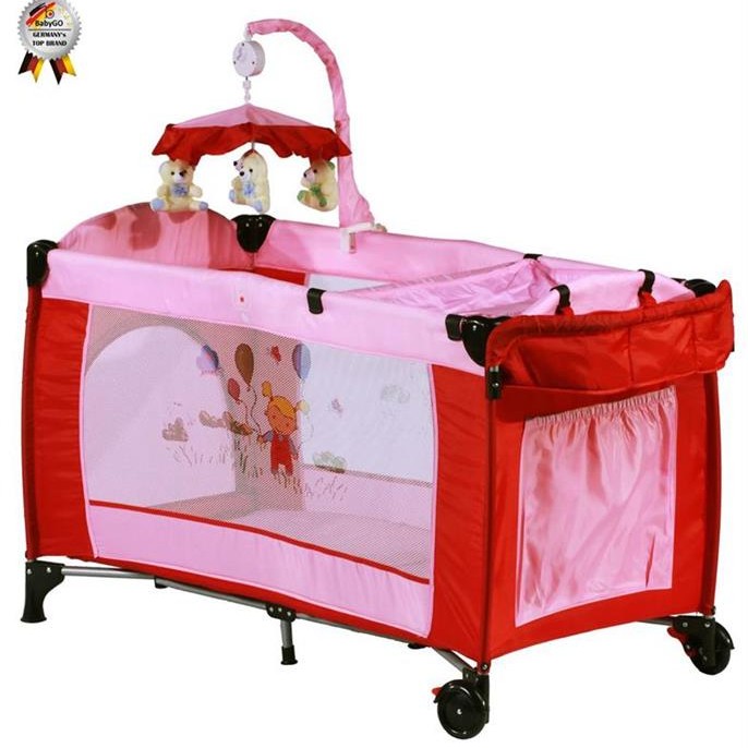 Babygo-Patut Pliant Cu 2 Nivele Si Mini-Carusel Sleeper Deluxe Roz