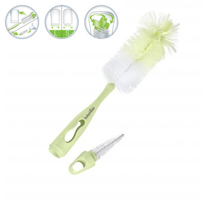 Babymoov-A006003 Perie 2 In 1 Pentru Curatarea Biberoanelor Verde
