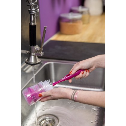 Babymoov-A006004 Perie 2 In 1 Pentru Curatarea Biberoanelor Roz