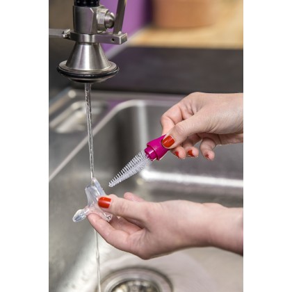 Babymoov-A006004 Perie 2 In 1 Pentru Curatarea Biberoanelor Roz
