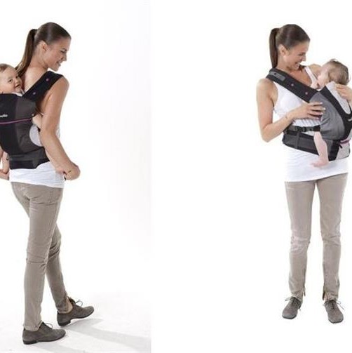 Babymoov-A057217-Marsupiu Anatomic Grey/Hibiscus
