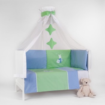 Bebedeco-Lenjerie Patut “Somn Usor!”-Bleu/Verde-3 Piese