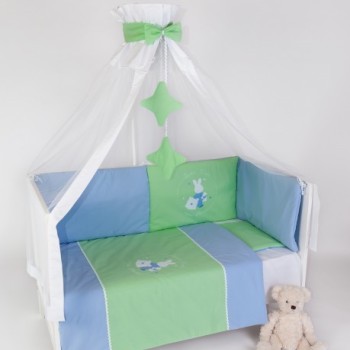 Bebedeco-Lenjerie Patut “Somn Usor!”-Bleu/Verde-3 Piese