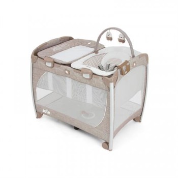 Joie-Patut pliant 3 in 1, cu masa de infasat si balansoar Change&Bounce Tan Stripe Brown