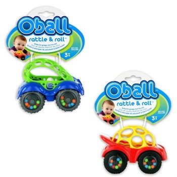 Oball-81510R Prima Masinuta a Bebelusului Rattle&Roll Rosie