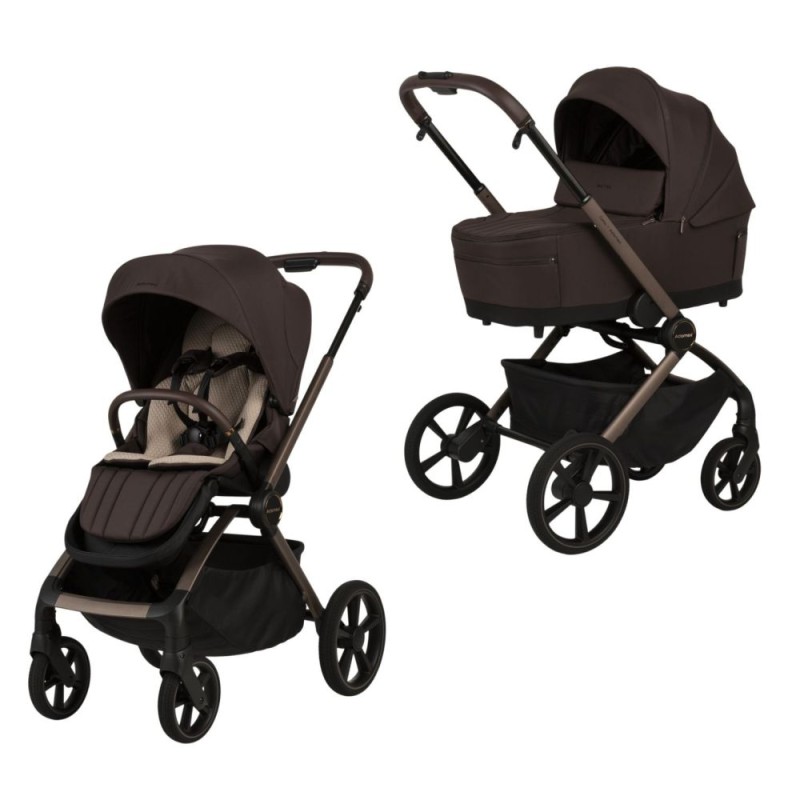Carucior copii Como Adamex Chocolate Brown 2 in 1 cu landou pliabil