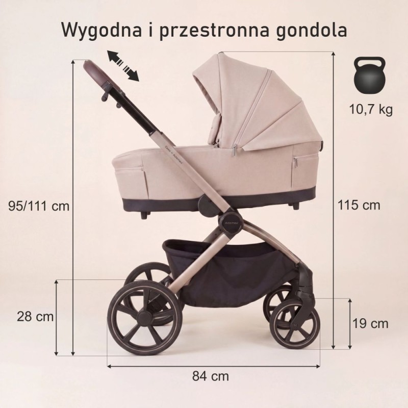 Carucior cu landou pliabil Como Adamex Natura Latte 3 in 1 cu Cybex Cloud G3 Plus