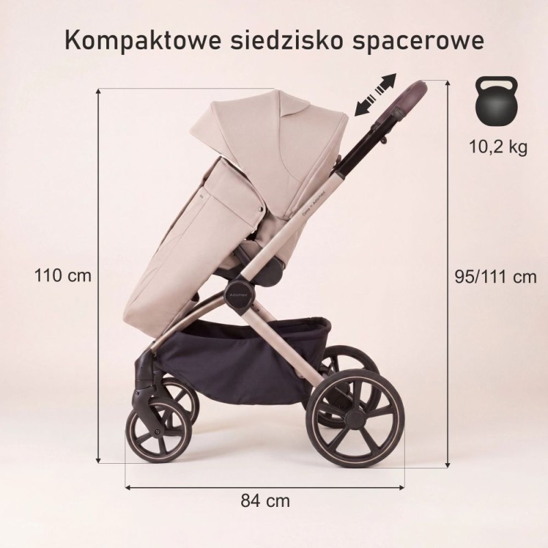Carucior cu landou pliabil Como Adamex Natura Latte 3 in 1 cu Cybex Cloud G3 Plus