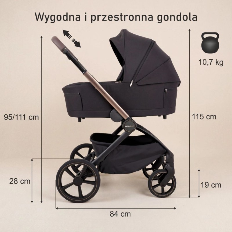Carucior copii Como Adamex Satin 2 in 1 cu landou pliabil
