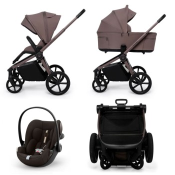 Carucior copii cu landou pliabil Muuvo Fold Cocoa 3in1 cu Cybex Cloud G3 Plus