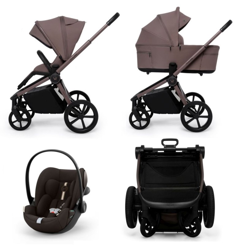 Carucior copii cu landou pliabil Muuvo Fold Cocoa 3in1 cu Cybex Cloud G3 Plus
