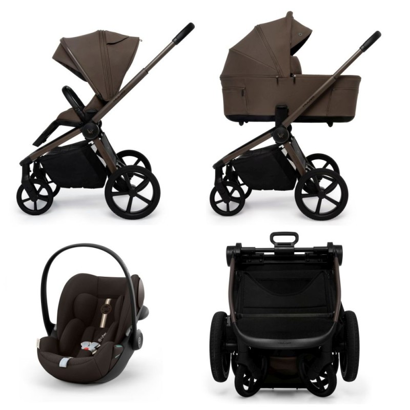 Carucior copii cu landou pliabil Muuvo Fold Dark Chocolate 3in1 cu Cybex Cloud G3 Plus